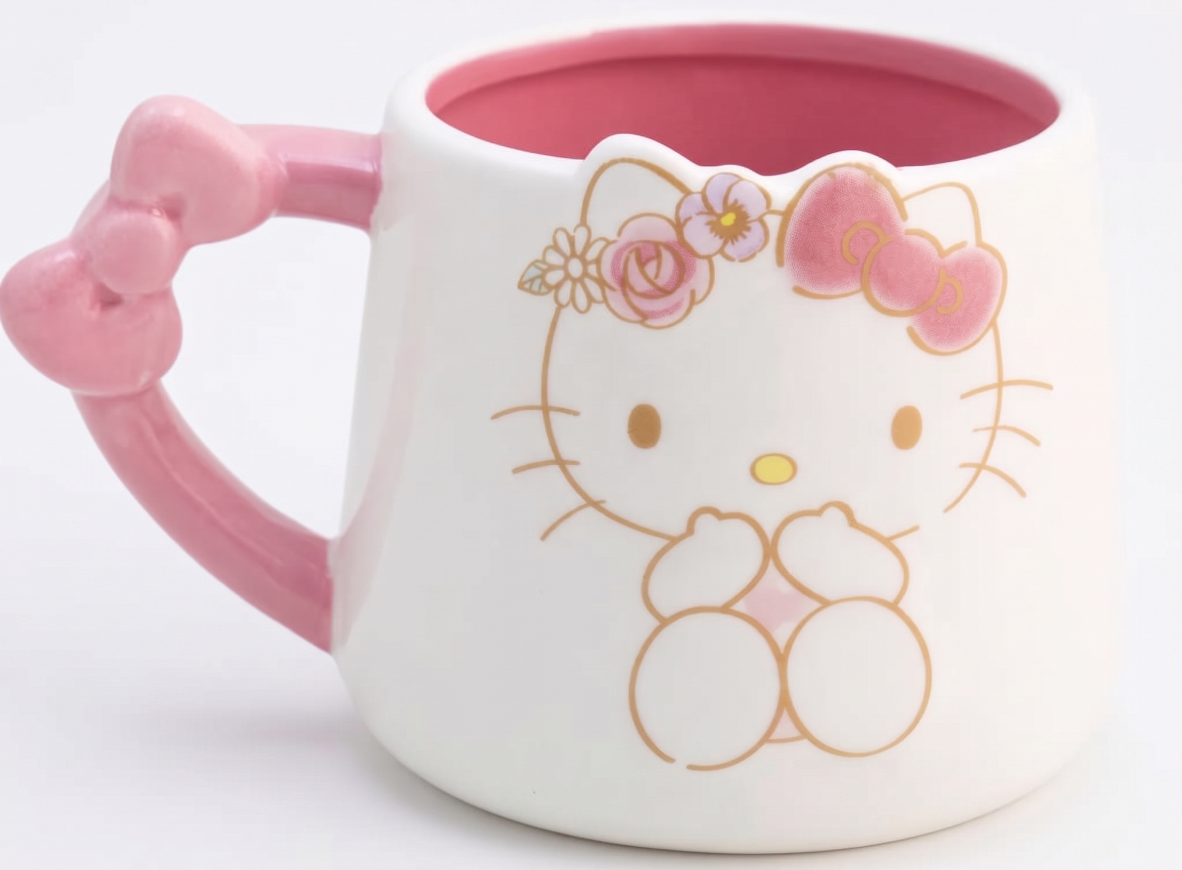 Silver Buffalo Sanrio Hello Kitty - Taza esculpida 3D de cerámica con lazo rosa, 20 onzas